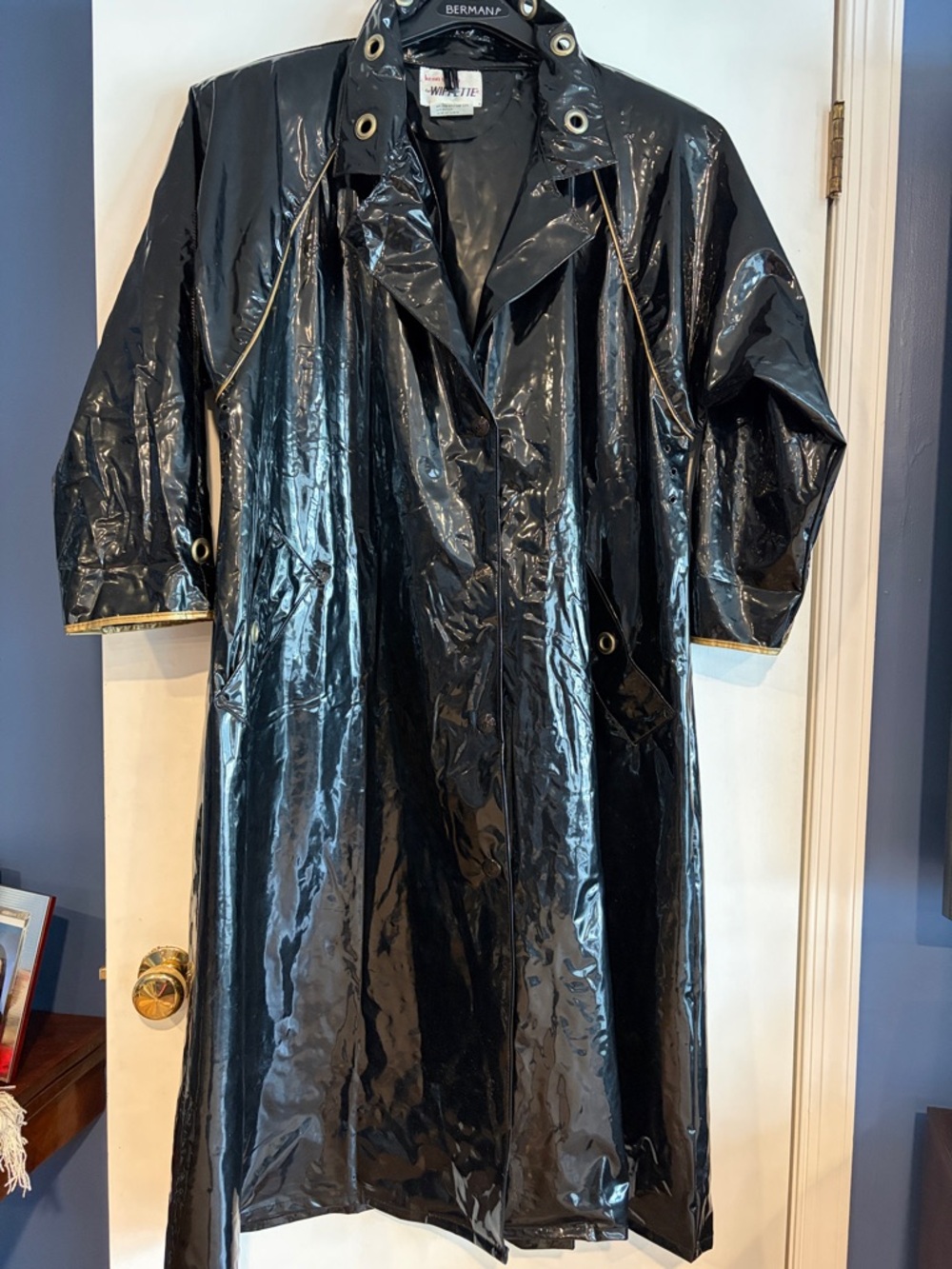 Vintage 80’s Wippette Black Patent Trench Coat